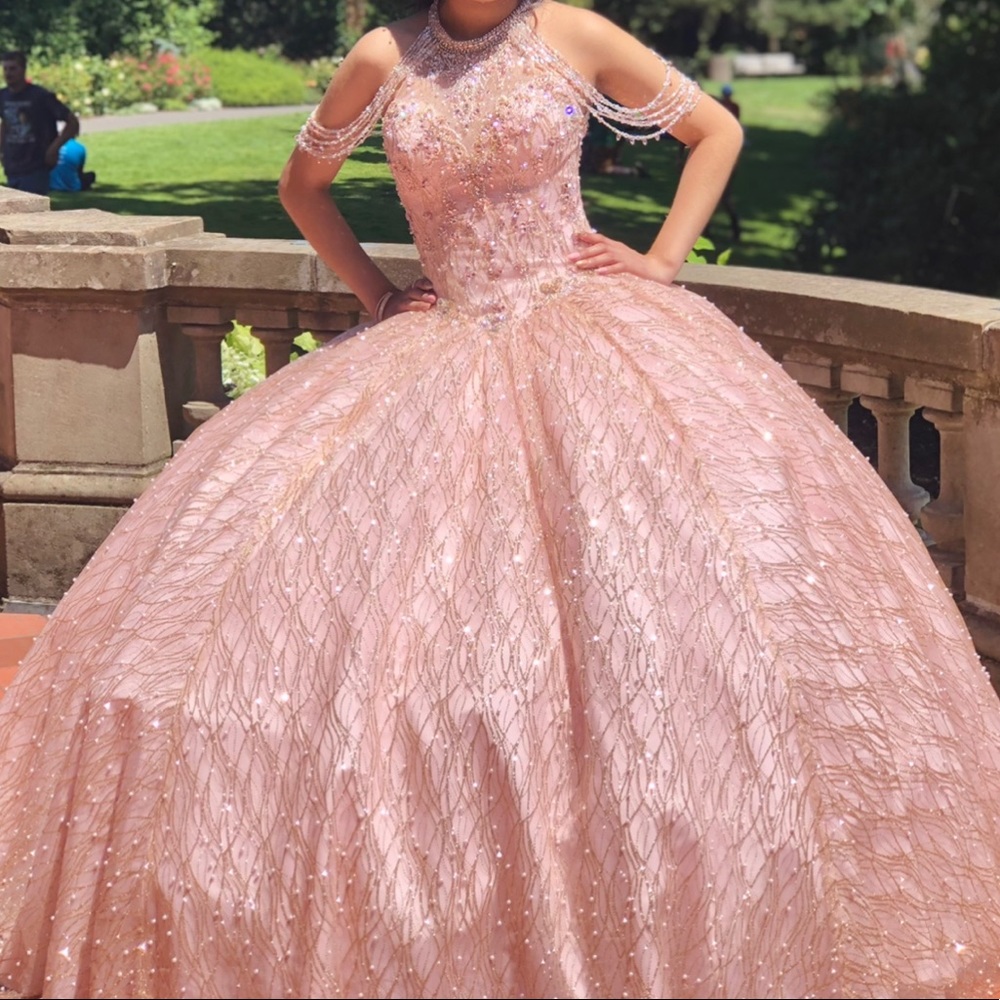 Sparkling rose gold sweet 16 dress